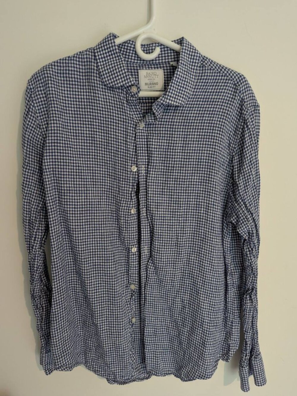 Baird McNutt 100% Linen Gingham Shirt Men's XL
